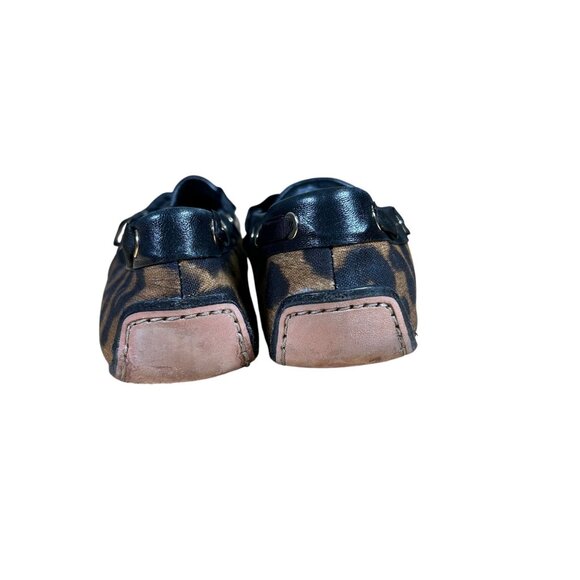 Giambattista Valli Leopard Print Leather Canvas Slip-On Flats Women's EU Size 37 - Picture 4 of 8